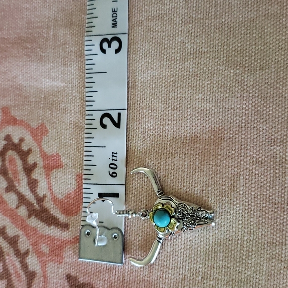 Longhorn Earrings. Cow Head Bull Head Steer Western Country Cowgirl Rodeo Horns - Picture 11 of 13